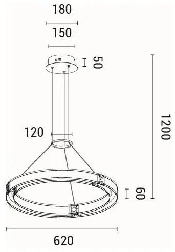 LED Luster na lanku LED/21W/230V 3000K 42x120 cm