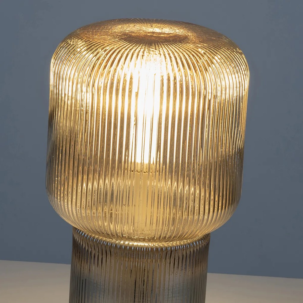 Dizajnová stolná lampa jantárové sklo - Zonat