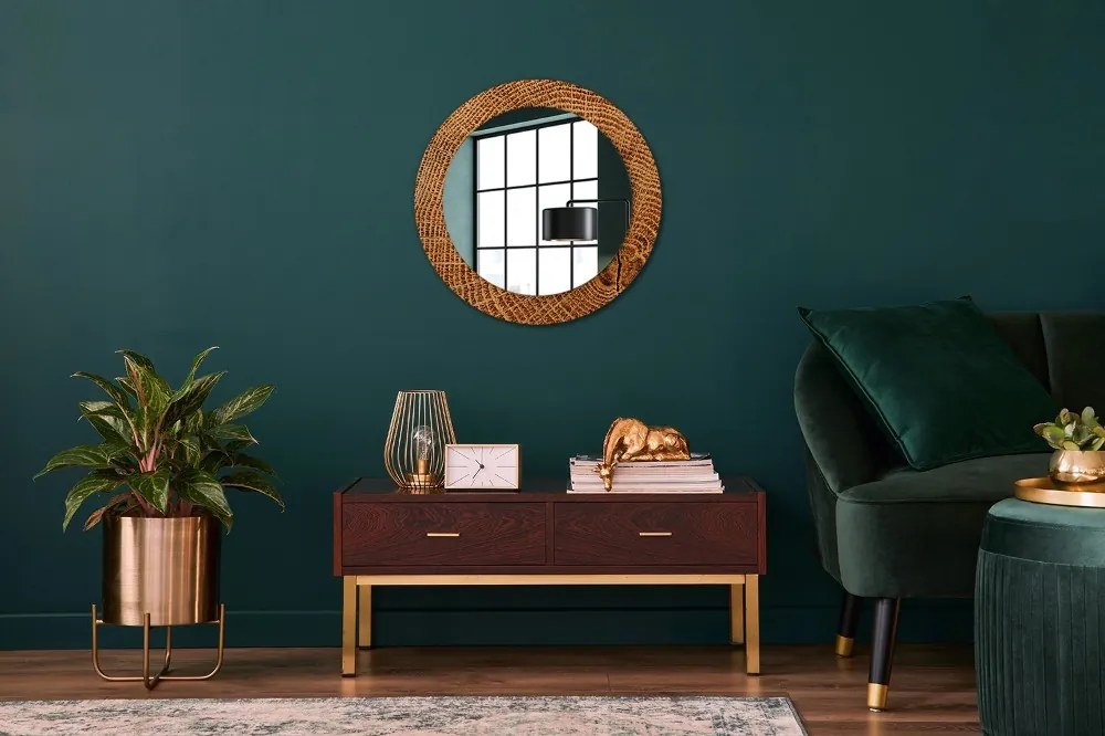 Okrúhle ozdobné zrkadlo Dubové drevo fi 60 cm