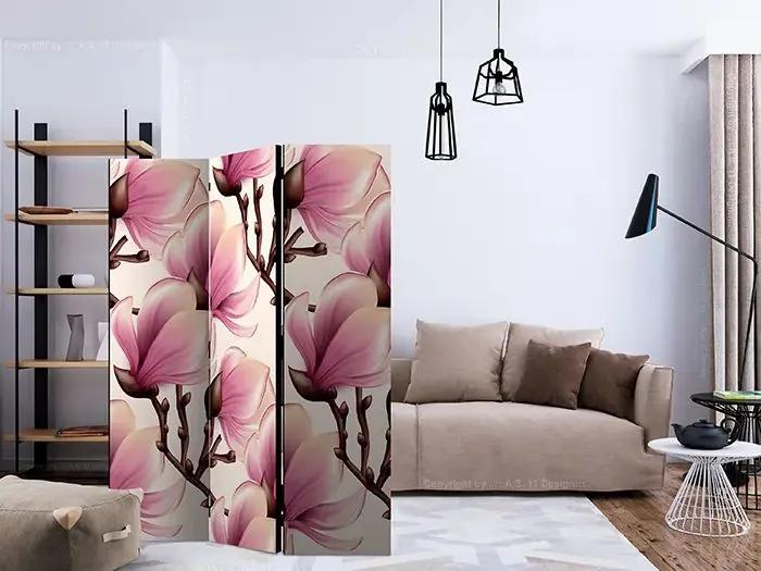 Paraván - Blooming Magnolias [Room Dividers] Veľkosť: 135x172, Verzia: Jednostranný
