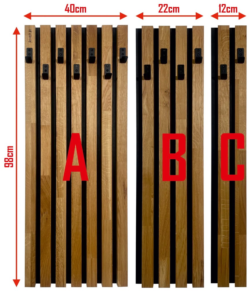 Dekorstudio Drevený vešiak na stenu Lamele 98cm Modul C 12cm