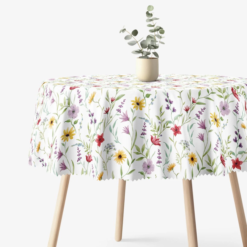 Goldea okrúhly teflónový obrus - farebné jarné kvety Ø 130 cm