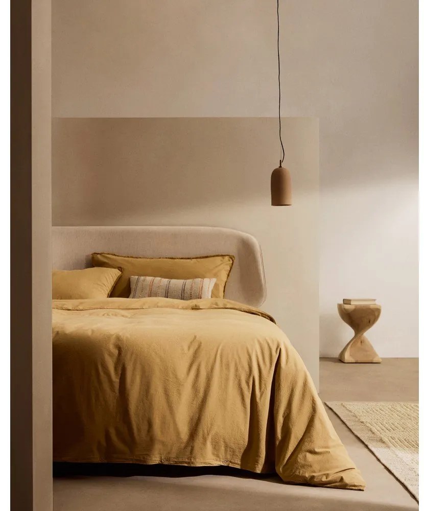 Obliečky na dvojlôžko/predĺžené z bavlneného perkálu v horčicovej farbe 260x240 cm Sifinia – Kave Home