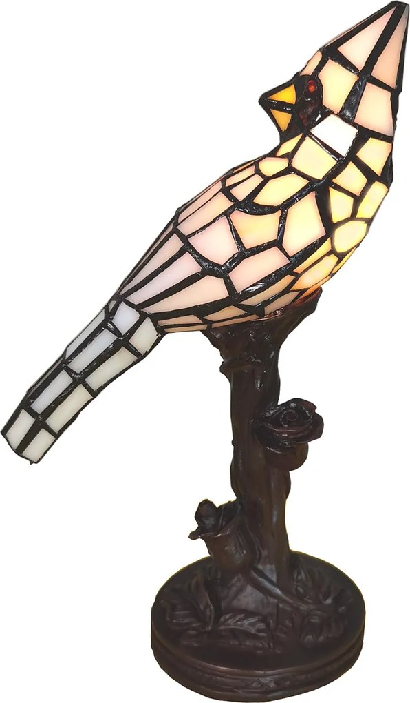 Stolná lampa Tiffany White Parrot - 15*12*33 cm E14/max 1*25W