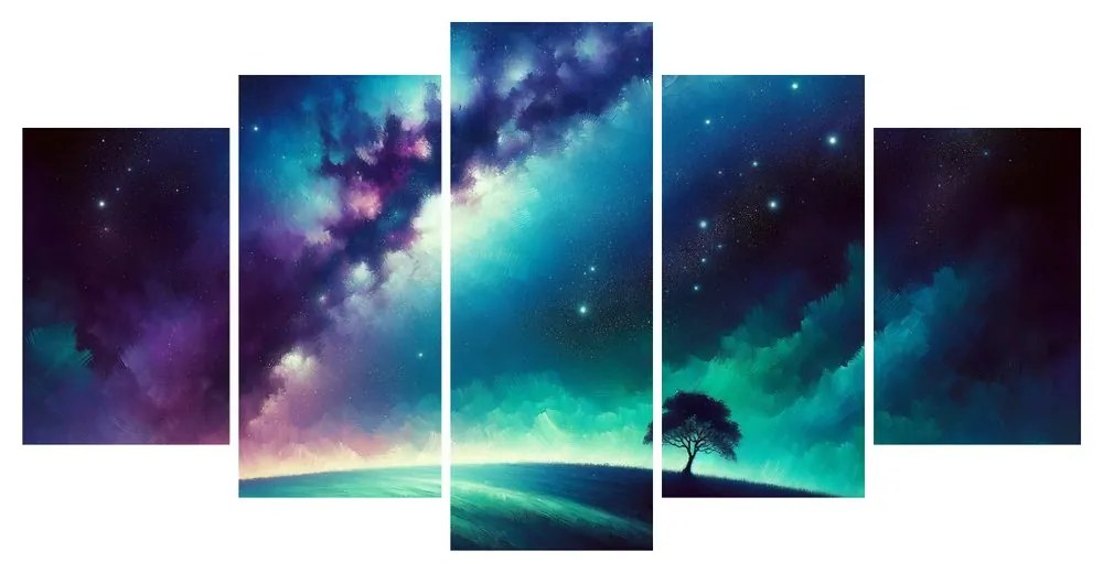 5-dielny obraz strom života pod hviezdami