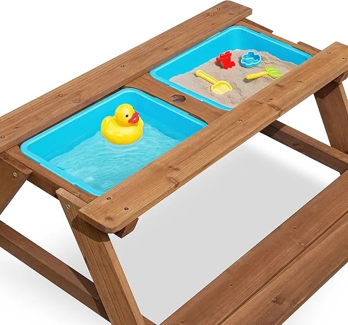 Detská záhradná lavica s hracím stolom PLAYLAND 88x88x51 cm