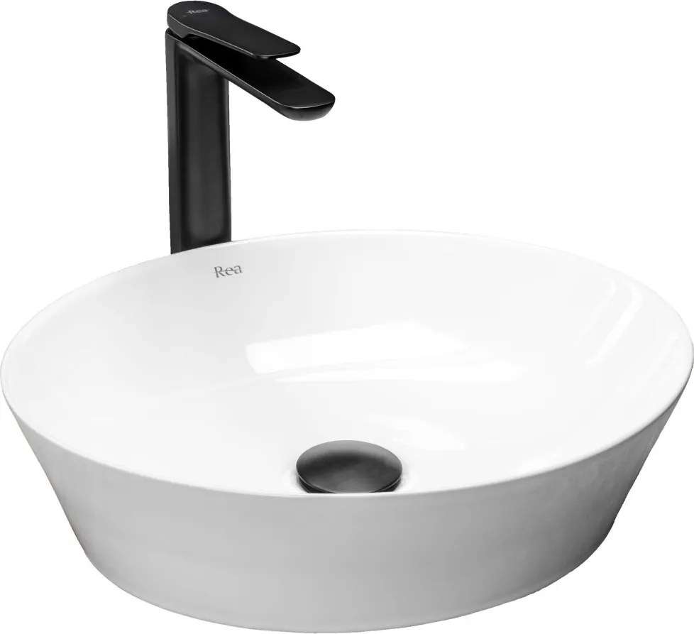 Rea Saga, okrúhle umývadlo na dosku, biela, 52x32cm, REA-U9851