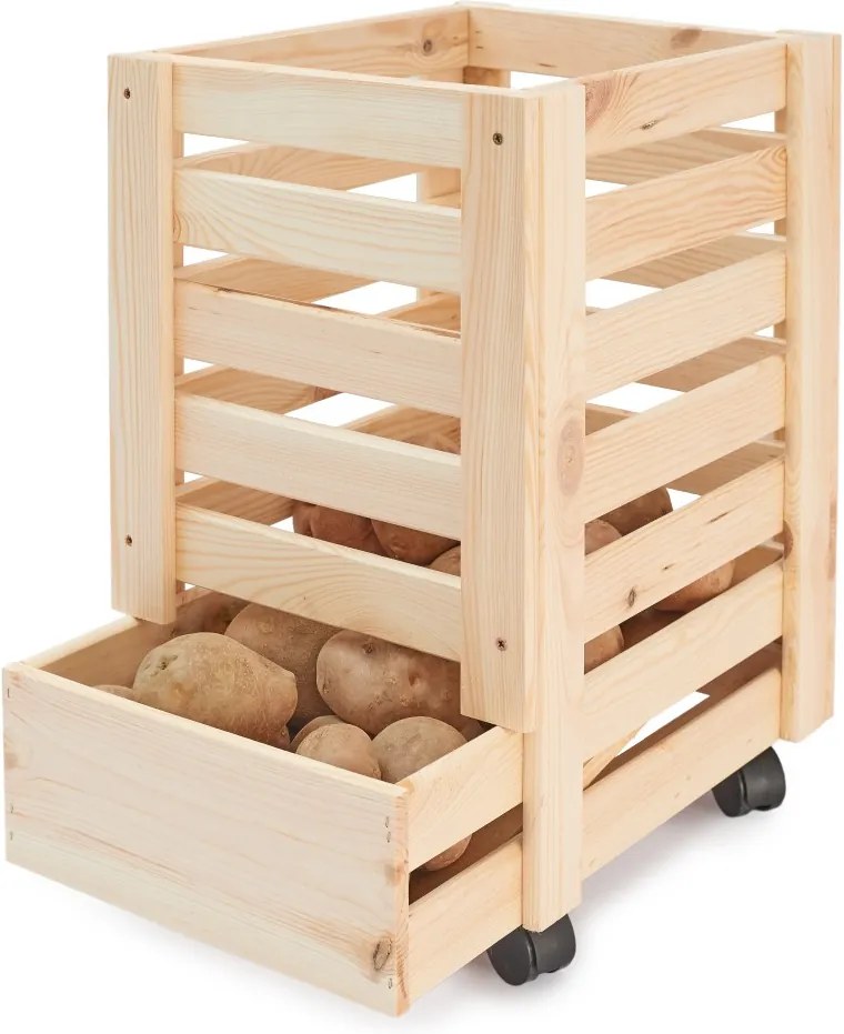 ČistéDrevo Dřevěná bedýnka na brambory 31 x 37 x 50 cm