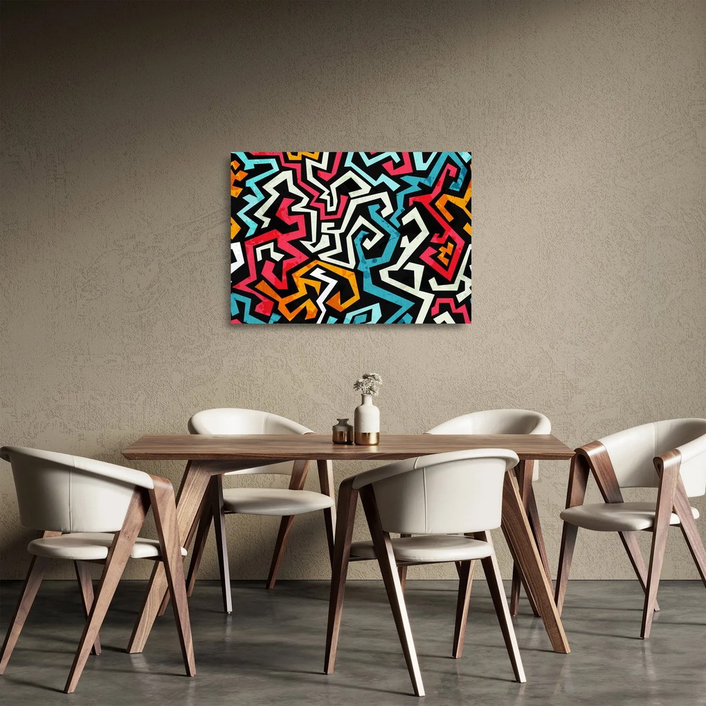 Sklenený obraz grafické abstrakcie (70x50 cm)