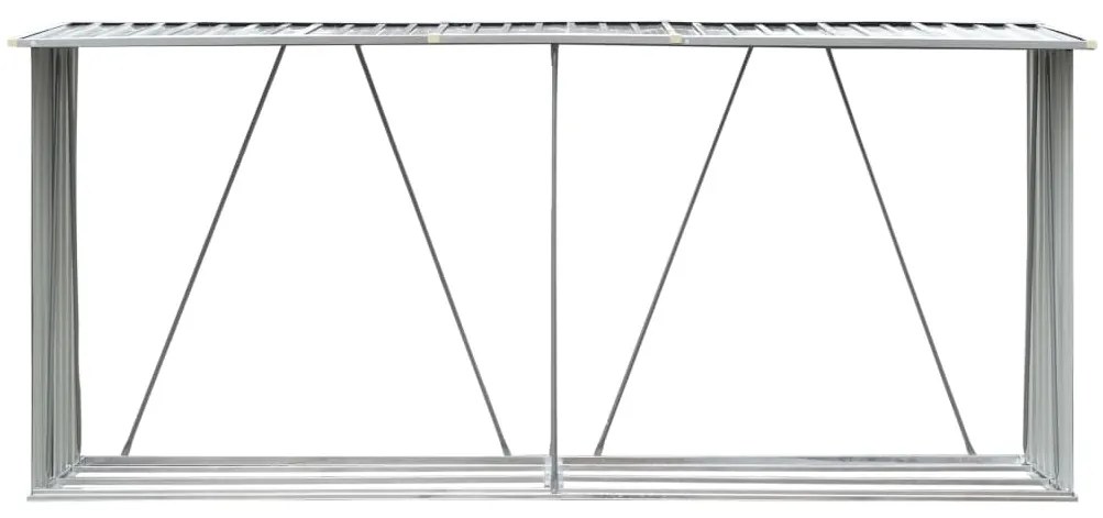 Záhradná kôlňa na drevo galvanizovaná oceľ 330x84x152 cm sivá