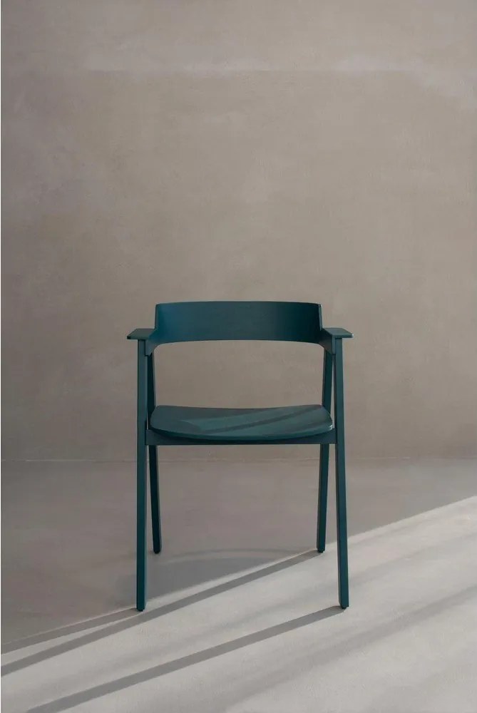 Jedálenská stolička s podrúčkami z dubového dreva v petrolejovej farbe Flip – Gazzda