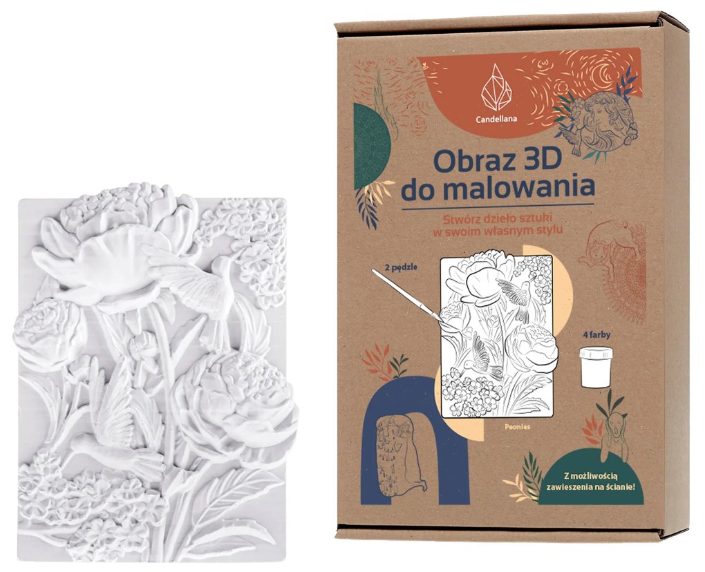 IKO 3D sadrová maľba – kvety pivonky
