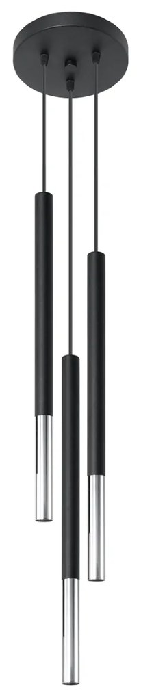 Závesné svietidlo Mozaica, 3x čierne kovové tienidlo, ch, o