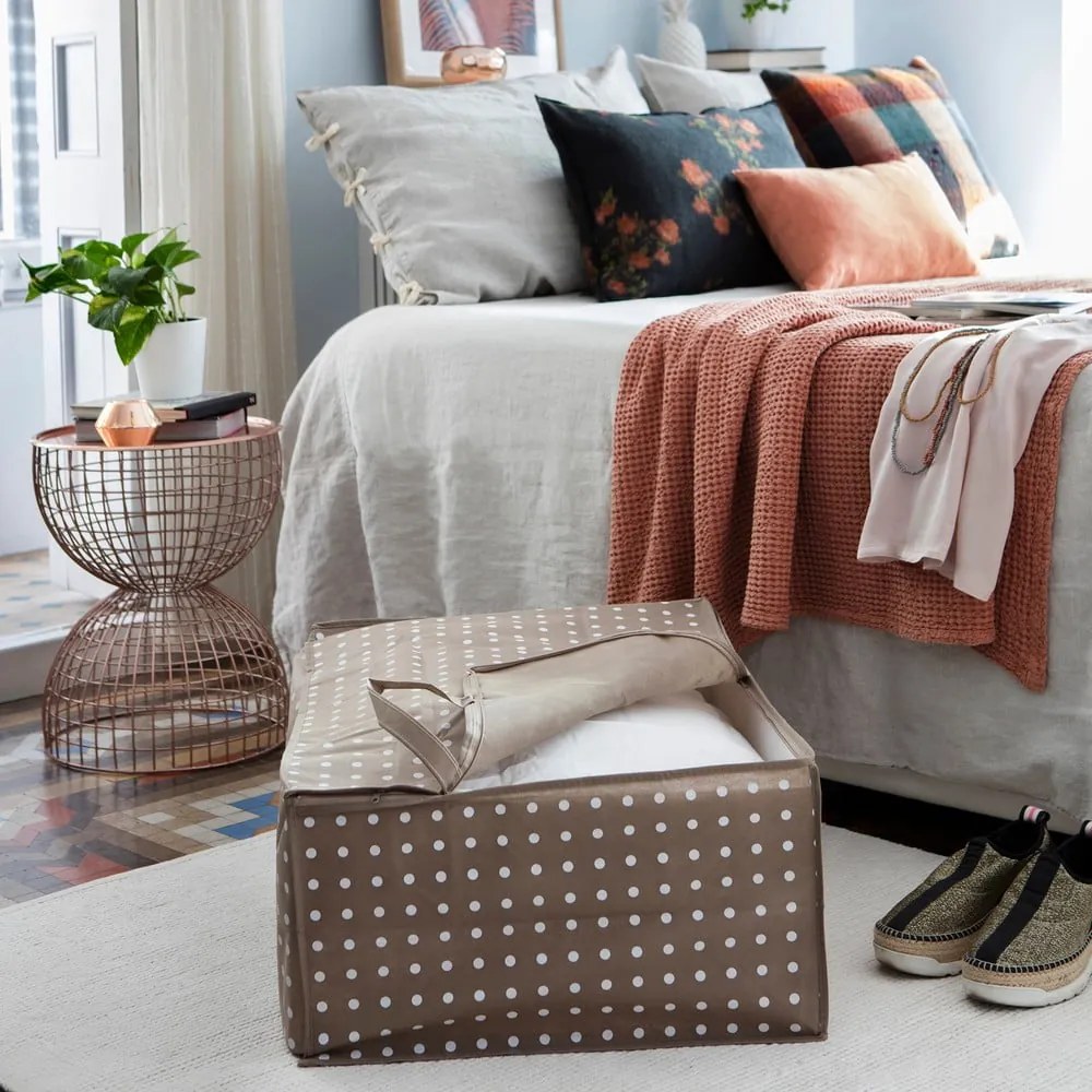 Béžový úložný obal Compactor Dots, 50 x 70 cm