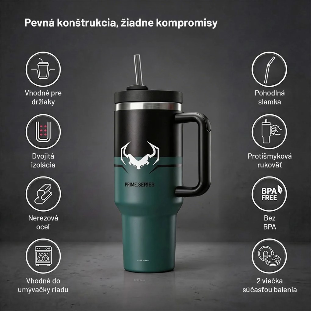 Termohrnček s rukoväťou zelený Diablo Ghotic Green