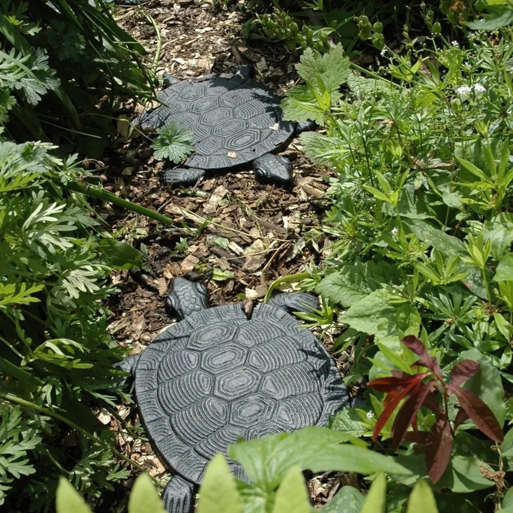 Záhradný nášlapný kameň Turtle, 23x32 cm, liatina, hnedá