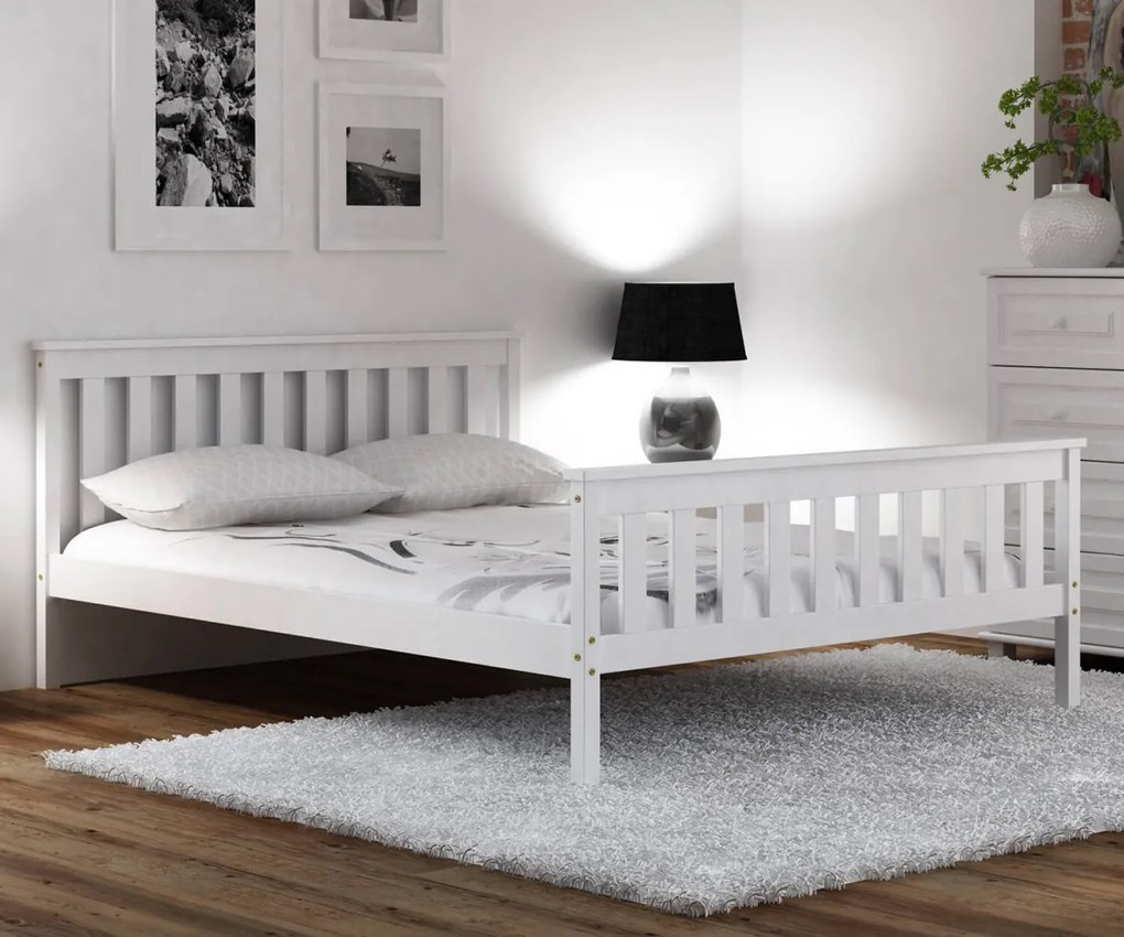 AMI nábytok Bílá dřevěná borovice postel Naxter 160x200
