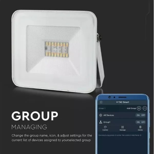 LED RGB Inteligentný stmievateľný RGB reflektor LED/20W/230V IP65 biela