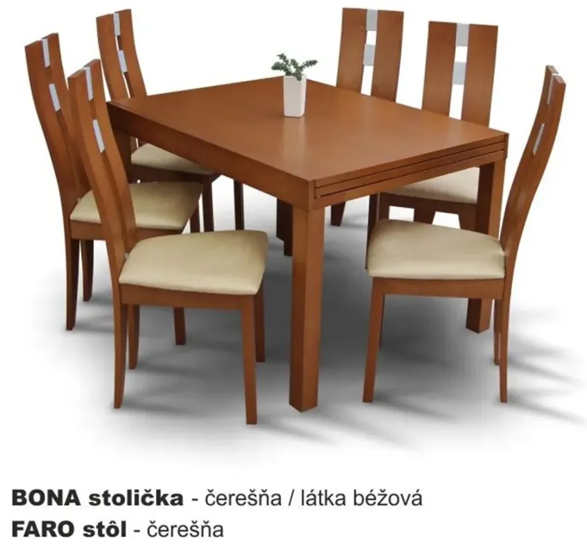 Drevená stolička, čerešňa/látka béžová, BONA NEW