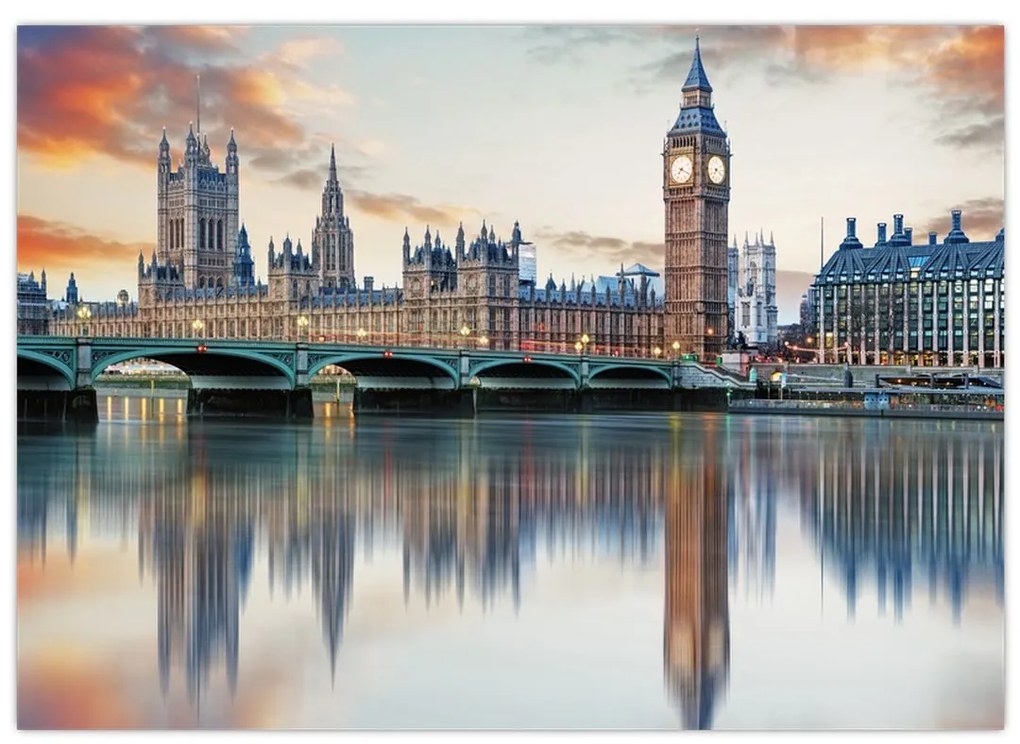 Sklenený obraz - Londýnske Houses of Parliament (70x50 cm)