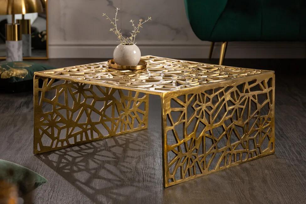 Dizajnový ručne vyrábaný konferenčný stolík Abstract zlatý 60cm