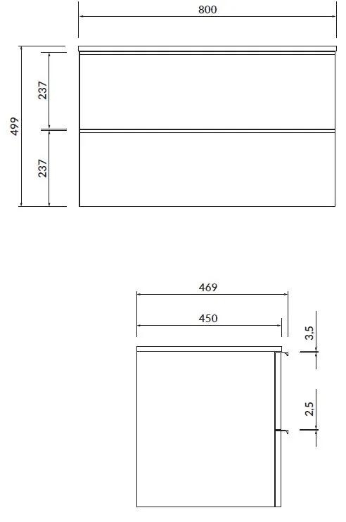 Cersanit - VIRGO závesná skrinka pod umývadlo s doskou 80cm, biela-chróm, S522-026