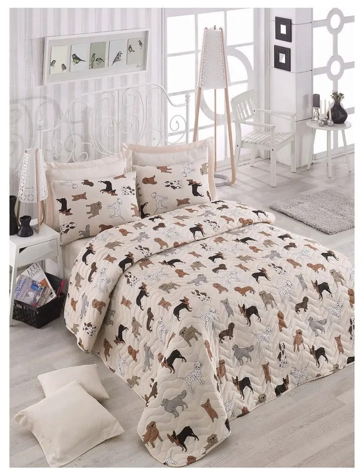 Prešívaný pléd na dvojlôžko s obliečkami na vankúše Havhav, 200 × 220 cm