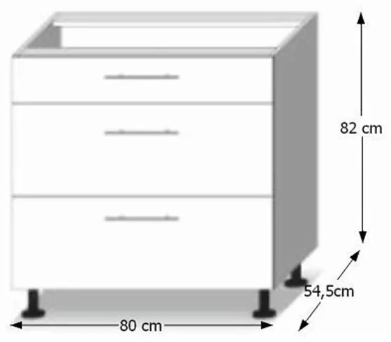 Dolná kuchynská skrinka D80 3 Lilouse. Vlastná spoľahlivá doprava až k Vám domov. 1014728