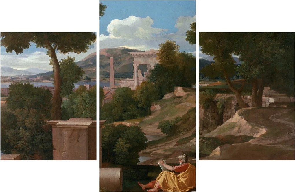 Obraz - Nicolas Poussin, Landscape with Saint John on Patmos, reprodukcia (90x60 cm)