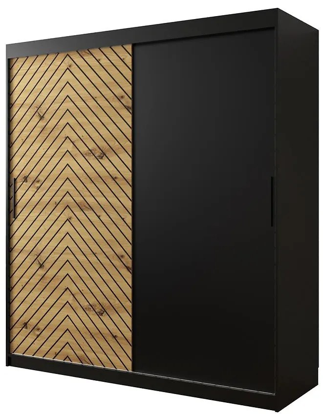 Skriňa Jodełka 180 čierna/dub Artisan/čierna