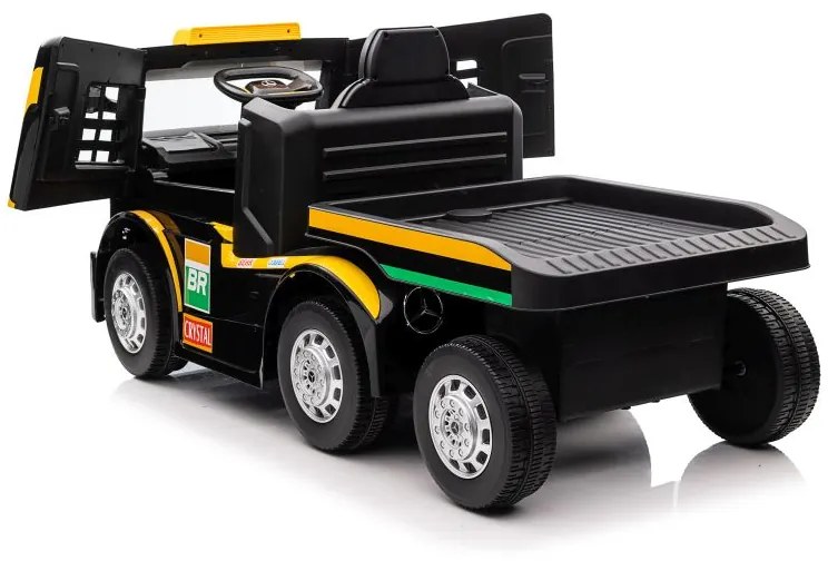 LEAN CARS Elektrický Kamión s prívesom Mercedes XMX622B LCD námornícka žltá - 2X45W - 2x12V7Ah - 2023