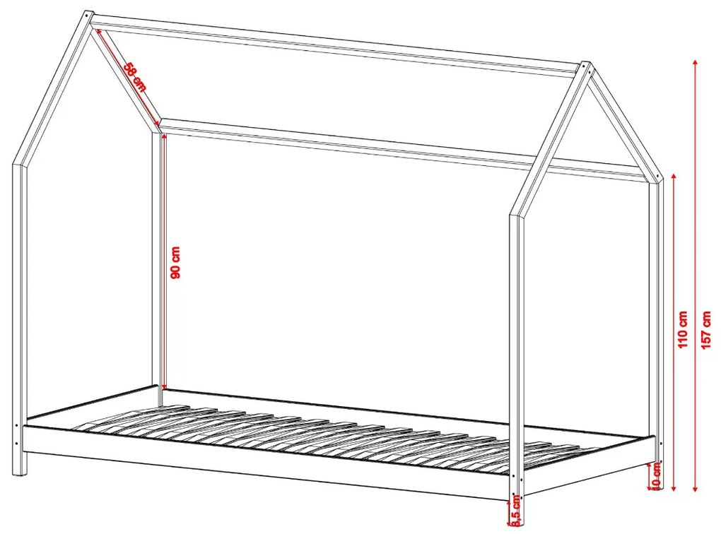 Detská posteľ 80x180 cm Lukie (biela) (s roštom). Akcia -10%. Vlastná spoľahlivá doprava až k Vám domov. 1096187
