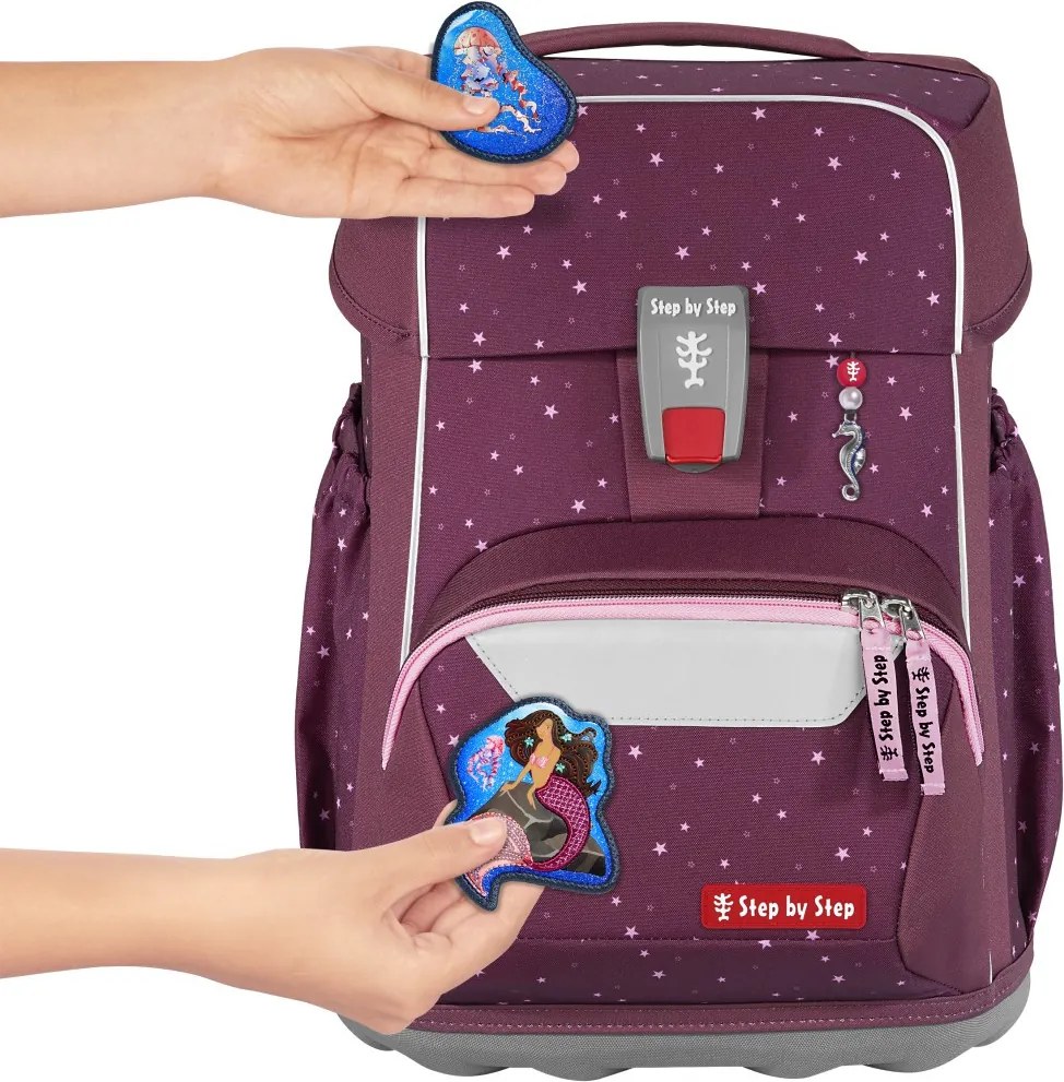 Školská aktovka Step by Step BASIS, Berry Stars – 4-dielna súprava