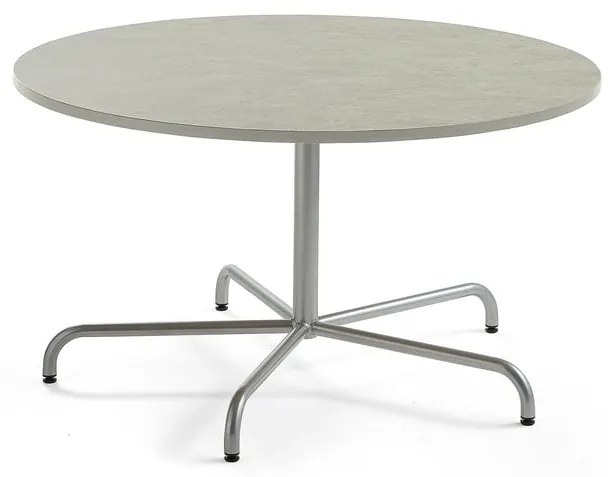 Stôl PLURAL, Ø1300x720 mm, linoleum - šedá, strieborná