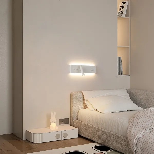 Brilagi-LED Nástenné bodové svietidlo s USB portom NOCTIS LED/3W/230V+LED/9W biela