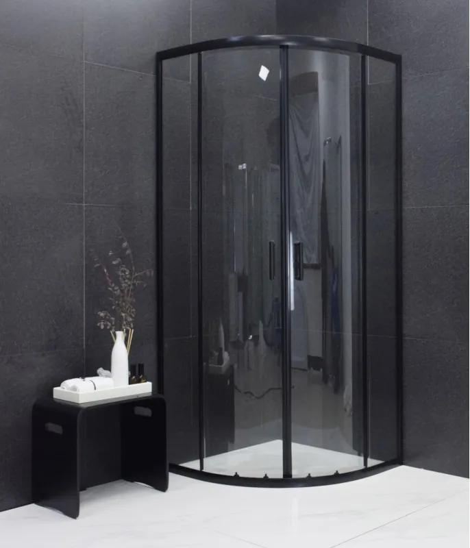 MEXEN RIO - Štvrťkruhový sprchovací kút 70x70 cm, čierna, 863-070-070-70-00