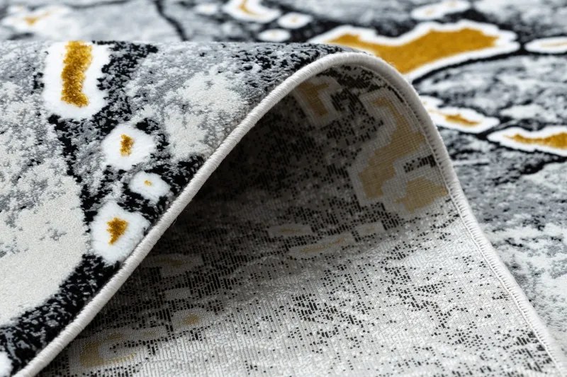 Dywany Łuszczów, Kusový koberec Gloss 528A 58 3D mramor ivory/black, 80x150, šedá, kancelária