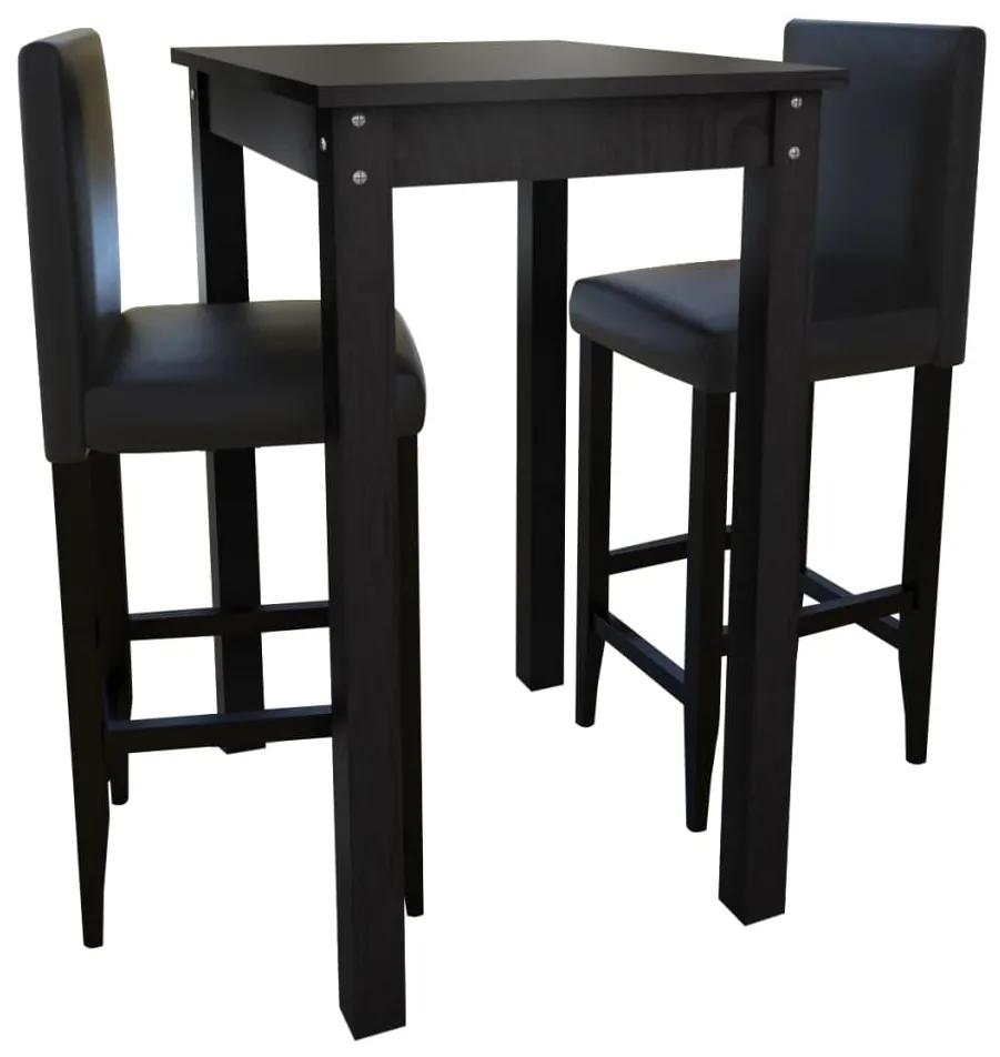 vidaXL Barový stôl s 2 barovými stoličkami, čierny