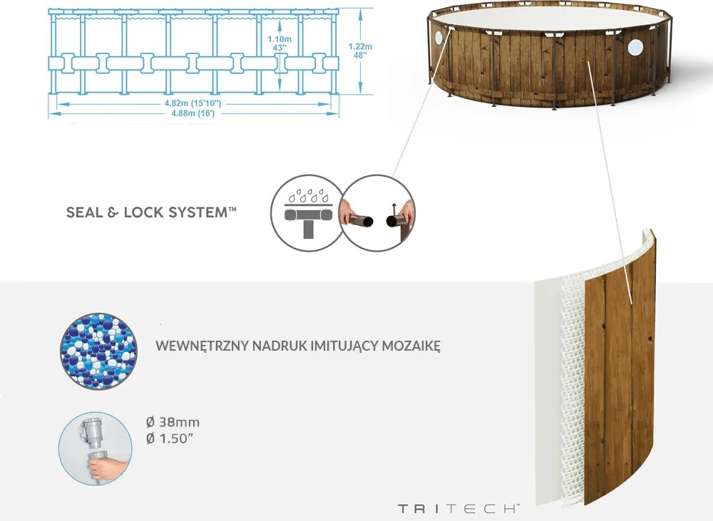 Bazén Bestway Frame Wood 488x122 11v1 56725
