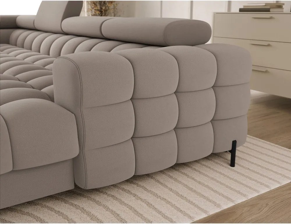 Svetlohnedá zamatová rozkladacia rohová pohovka (ľavý roh/do tvaru "U") Feraria – ELTAP