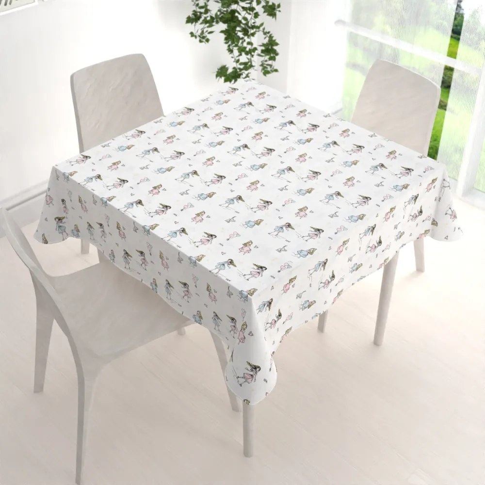Biante Detský bavlnený štvorcový obrus Sandra SA-261 Krasokorčuliarky na krémovom 70x70 cm