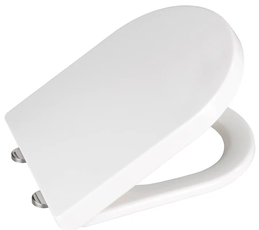 Biele WC sedadlo s jednoduchým zatváraním Wenko Calla, 47 × 35,5 cm