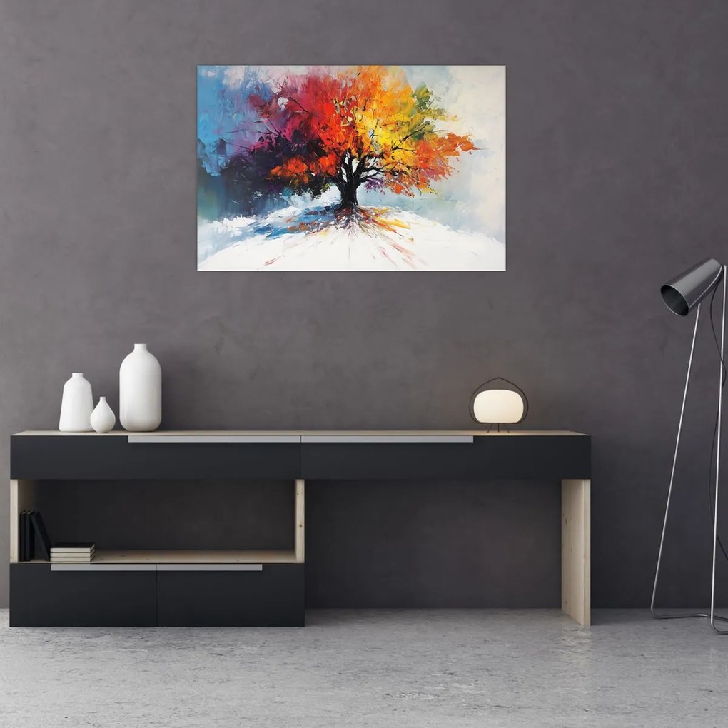 Obraz - Pestrofarebný strom (90x60 cm)