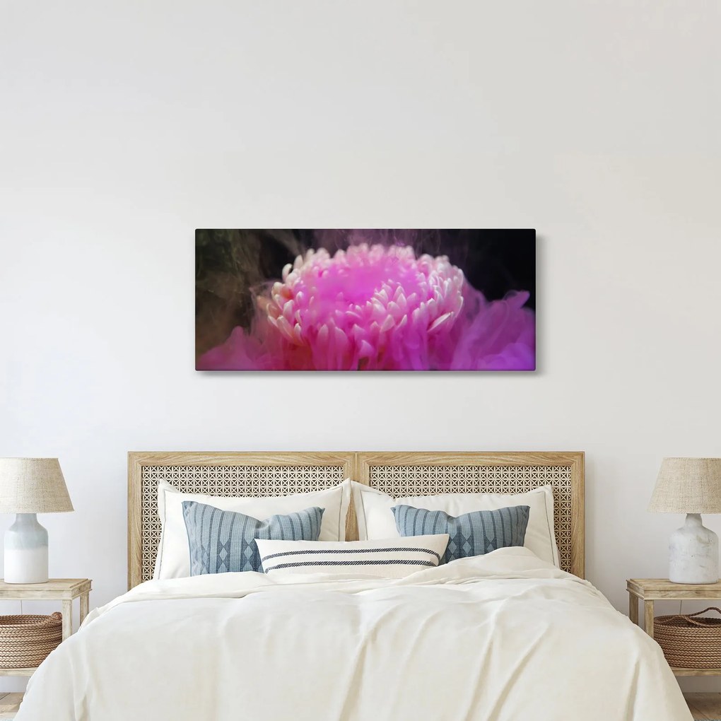 Obraz kvetiny v ružovom dyme (120x50 cm)