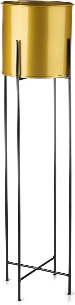KOVOVÝ KVETINÁČ SO STOJANOM GLAMOUR 95X24 CM ZLATÁ/ČIERNA
