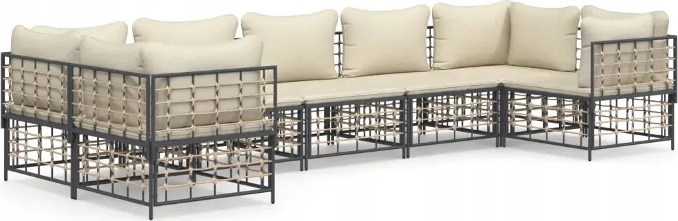 vidaXL 7-dielna sedacia súprava do záhrady s vankúšmi, antracitová