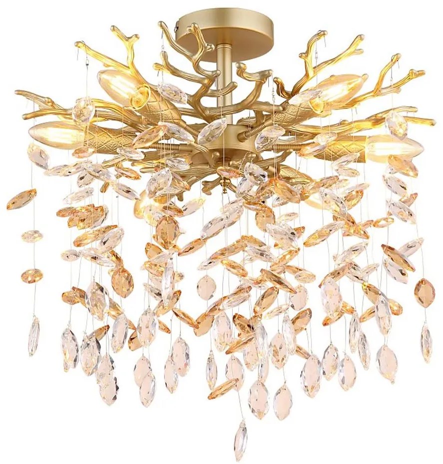 Globo 64138DG - Luster na tyči QUEENA 6xE14/40W/230V zlatá