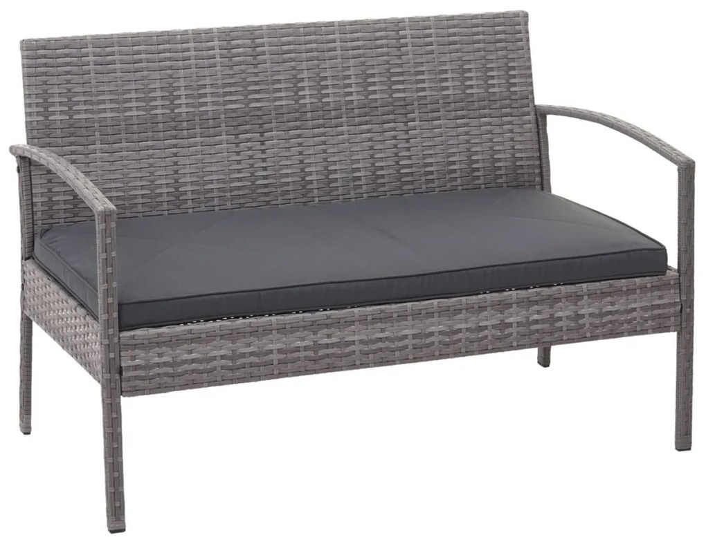 Záhradná súprava 2 kresiel, pohovky a stolíka HWC-F56 - sivá, vankúše tmavosivá