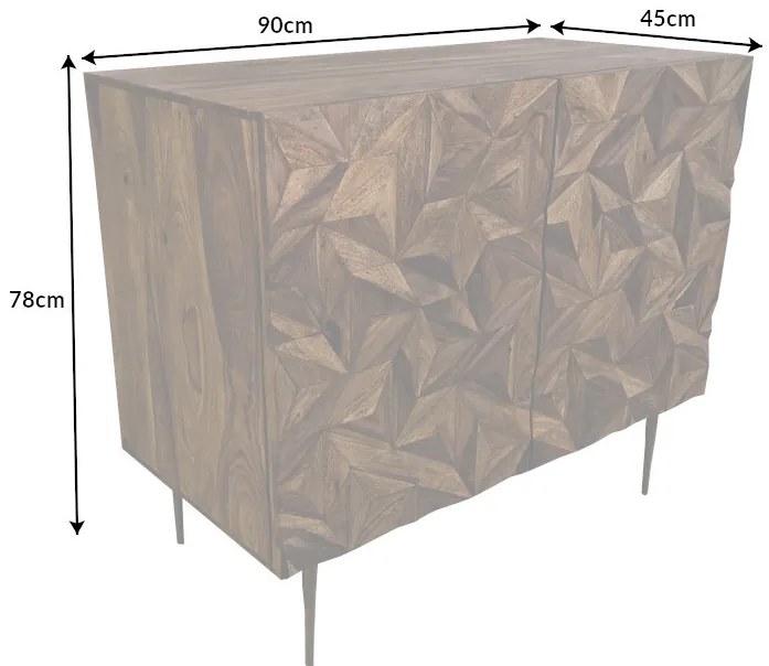 Dizajnová barová skrinka Lassie 90 cm Sheesham