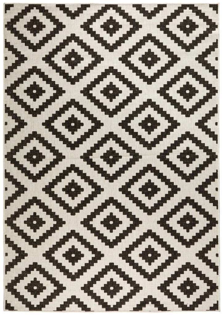 NORTHRUGS - Hanse Home koberce Kusový koberec Twin-Wendeteppiche 103129 schwarz creme – na von aj na doma - 120x170 cm